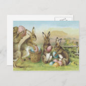 イースターバニー色彩の鮮やか色卵フィールド シーズンポストカード (正面/裏面)