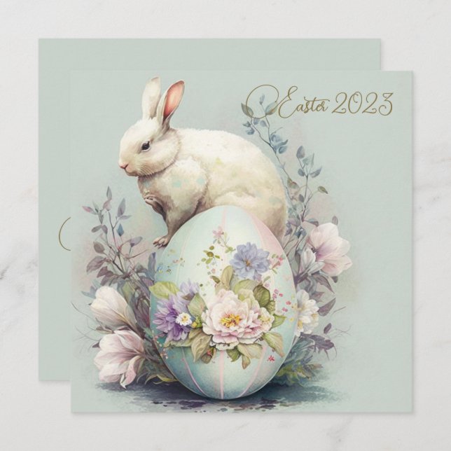 イースターバニー花模様 (正面/裏面)