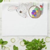 イースターバニー茶タオル キッチンタオル (折り畳み)