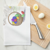 イースターバニー茶タオル キッチンタオル (四つ折り)