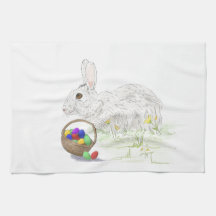 イースターバニー茶タオル