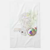 イースターバニー茶タオル キッチンタオル (縦)