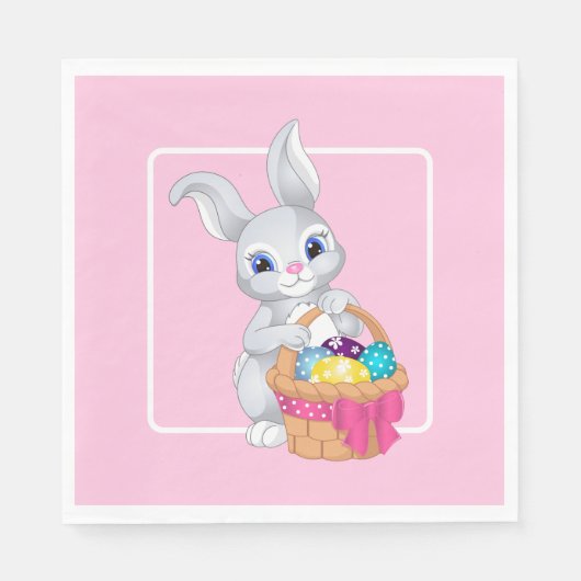 イースターバニー複数サイズパーティー スタンダードランチョンナプキン (正面)