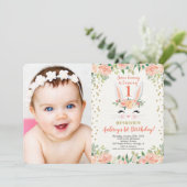 イースターバニー誕生日の招待客のピーチとクリーム 招待状 (スタンド正面)