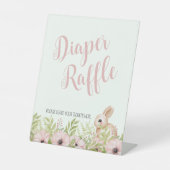 イースターバニー赤ちゃんシャワーおむつラッフルサイン 台座サイン (正面)