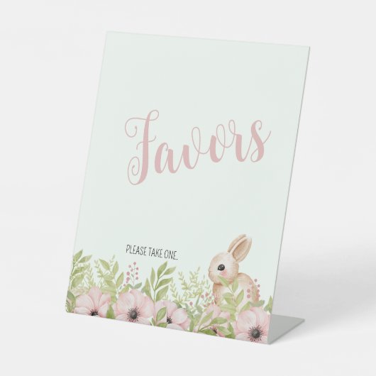 イースターバニー赤ちゃんシャワーパーティー好意サイン 台座サイン (正面)