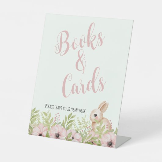 イースターバニー赤ちゃんシャワーブック&カードサイン 台座サイン (正面)