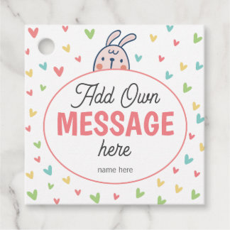イースターバニー赤ちゃんシャワー – 素敵なカラフルハート フェイバータグ