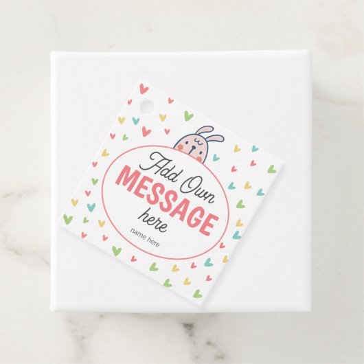 イースターバニー赤ちゃんシャワー – 素敵なカラフルハート フェイバータグ (インサイチュ)