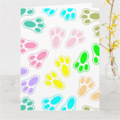 イースターバニー足跡パターン カード (黄色い花)