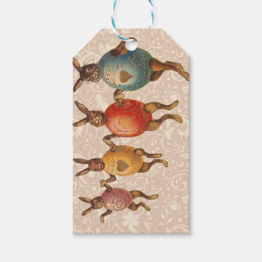 イースターバニー踊り卵 ギフトタグ (正面)