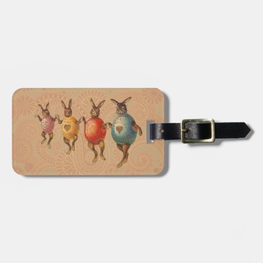 イースターバニー踊り卵 ラゲッジタグ (正面横)