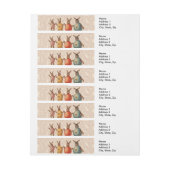 イースターバニー踊り卵 ラップアラウンド宛名ラベル (シート)