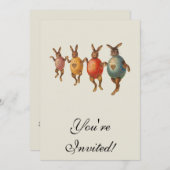 イースターバニー踊り卵 招待状 (正面/裏面)