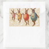 イースターバニー踊り卵 長方形シール (バッグ)