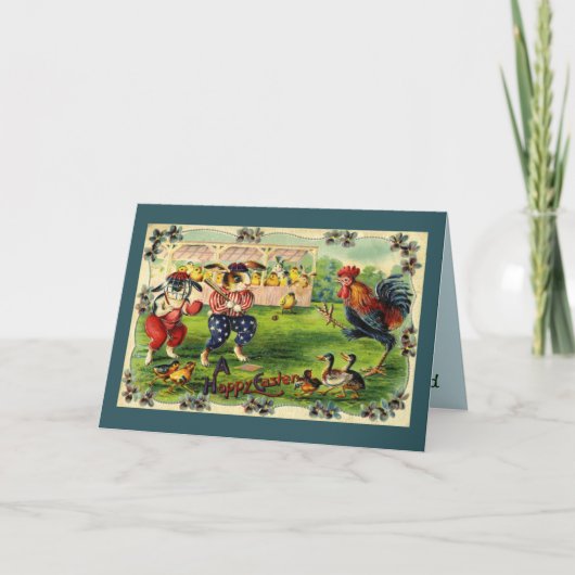 イースターバニー野球グリーティングカード シーズンカード (正面)