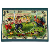 イースターバニー野球グリーティングカード ラージペーパーバッグ (正面)