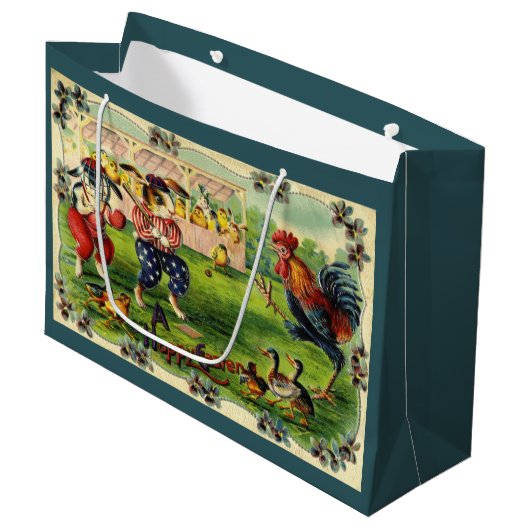 イースターバニー野球グリーティングカード ラージペーパーバッグ (正面アングル)