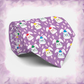 イースターバニー顔パターンパープルタイ ネクタイ