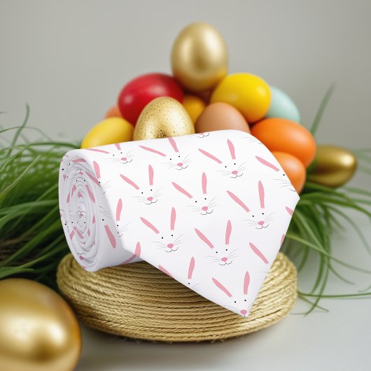 イースターバニー顔パターンホリデーイースター ネクタイ