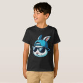 イースターバニー顔販売キャップサングルウサギ男の子 Tシャツ (正面フル)