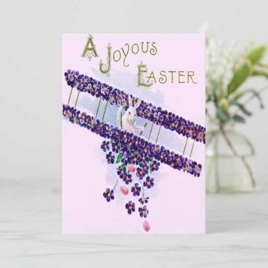 イースターバニー飛行機着色卵 招待状 (スタンド正面)