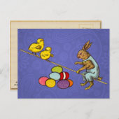 イースターバニー鶏の卵イラストレーション シーズンポストカード (正面/裏面)