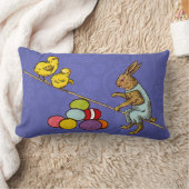 イースターバニー鶏の卵イラストレーション ランバークッション (ブランケット)