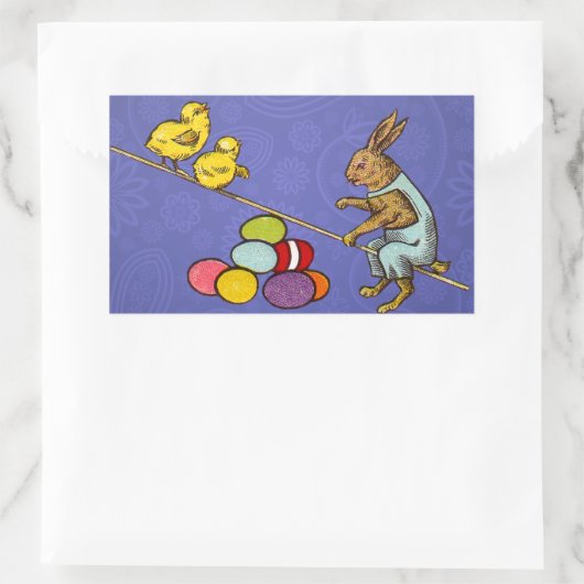イースターバニー鶏の卵イラストレーション 長方形シール (バッグ)