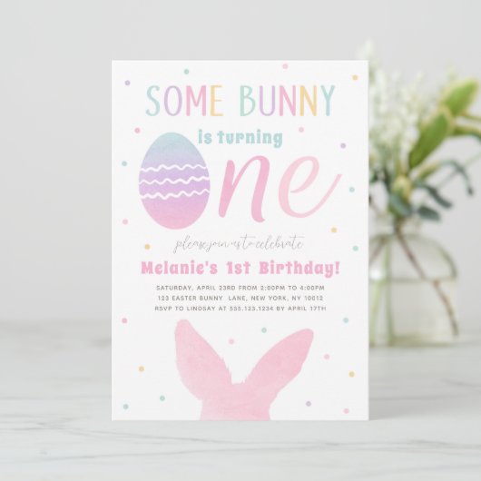イースターバニー1st誕生日パーティの招待状 招待状 (スタンド正面)