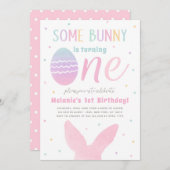 イースターバニー1st誕生日パーティの招待状 招待状 (正面/裏面)