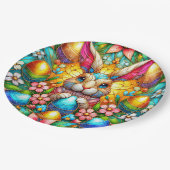 イースターバニー3D数々の~色の~ ペーパープレート (アングル)