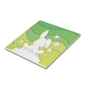 イースターバニー3D紙カットグリーン自然春 タイル (側面)