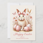 イースターバニー うさぎ コケティー ボウ ピンク 卵 シーズンカード (正面)