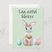 イースターバニー·おもしろいエッセンシャル·ワーカー·コビド シーズンポストカード (正面/裏面)