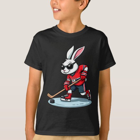イースターバニー アイスホッケー Tシャツ (正面)