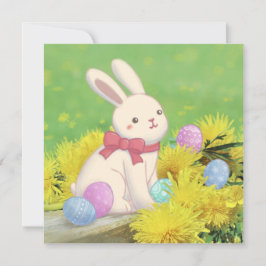 イースターバニー、イースターの卵 & 花のイラスト 招待状