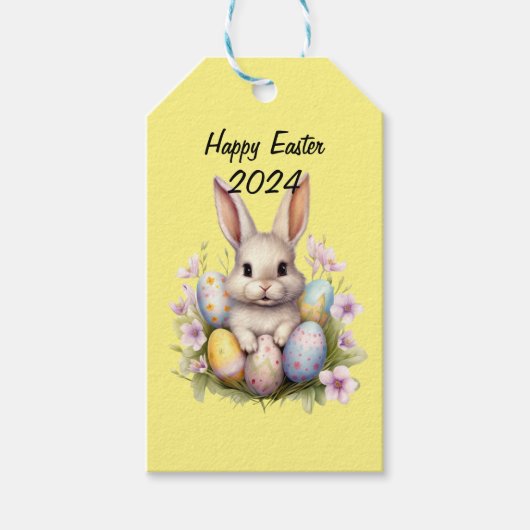 イースターバニー&イースターエッグアートワーク ギフトタグ (正面)