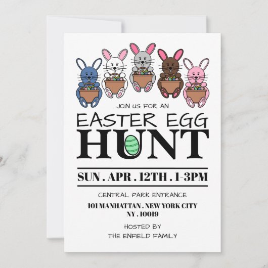 イースターバニー、イースターエッグ狩り 案内状 (正面)