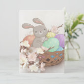 イースターバニー、イースターエッグ&フラワーズイラストレーション 招待状 (スタンド正面)