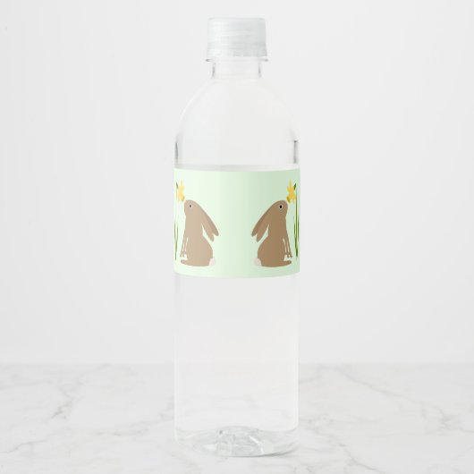 イースターバニー ウサギと水仙の花 ペットボトルラベル (正面)