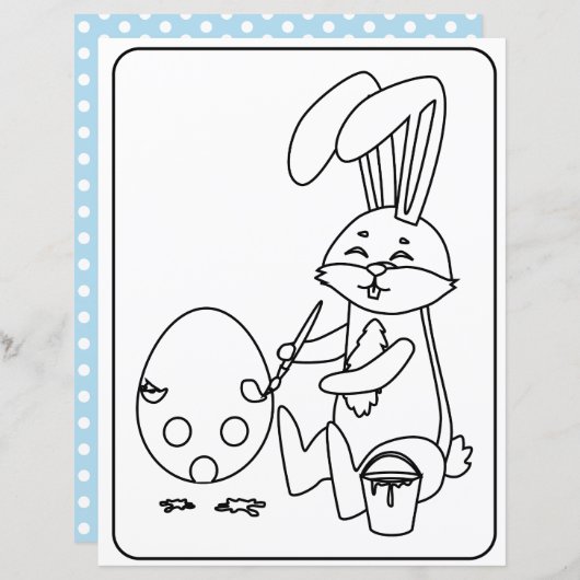 イースターバニー&エッグカラーリングページ紙 子供へ (正面/裏面)