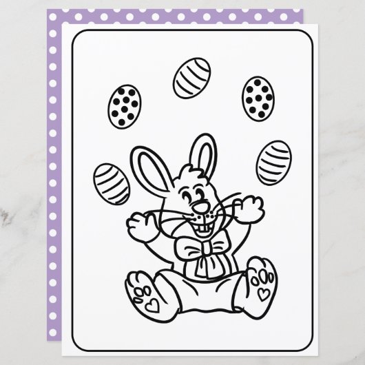 イースターバニー&エッグカラーリングページ紙 子供へ (正面/裏面)