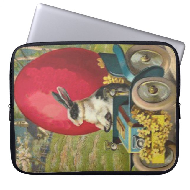 イースターバニー エッグカー 風景 ラップトップスリーブ (正面)