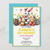 イースターバニー&エッグスバースデーパーティー 招待状 (正面/裏面)