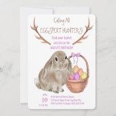 イースターバニー&エッグスパートハンターズ誕生日 招待状 (正面)