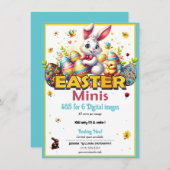 イースターバニー&エッグ写真ミニフライヤー 招待状 (正面/裏面)