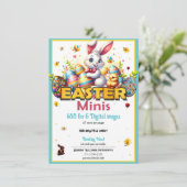 イースターバニー&エッグ写真ミニフライヤー 招待状 (スタンド正面)