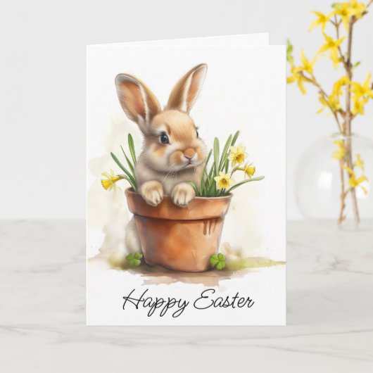 イースターバニー カード (黄色い花)