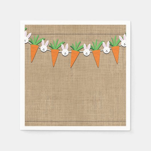 イースターバニー&キャロツガーランド誕生日パーティー スタンダードカクテルナプキン (正面)